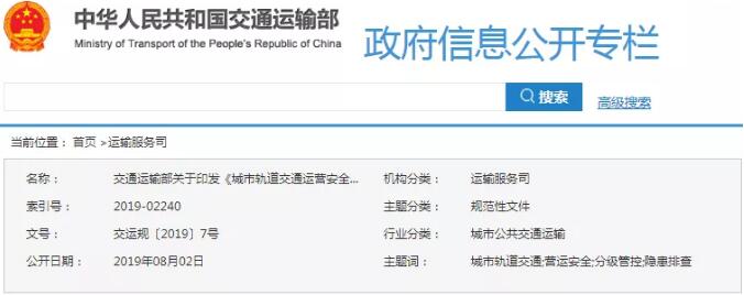 《城市轨道交通运营安全风险分级管控和隐患排查治理管理办法》《城市轨道交通设施设备运行维护管理办法》《城市轨道交通运营突发事件应急演练管理办法》《城市轨道交通运营险性事件信息报告与分析管理办法》印发